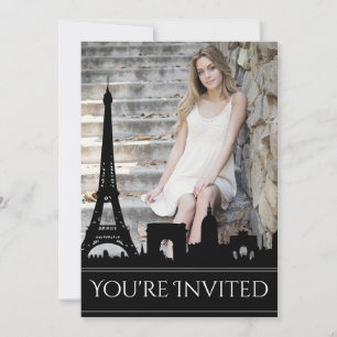 Invitation Ooh La La Paris Skyline Photo Anniversaire