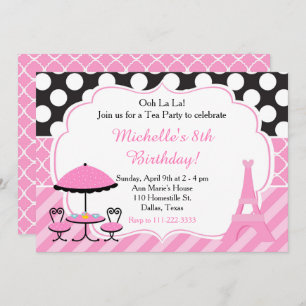 Invitation Ooh la la Paris Tea Anniversaire