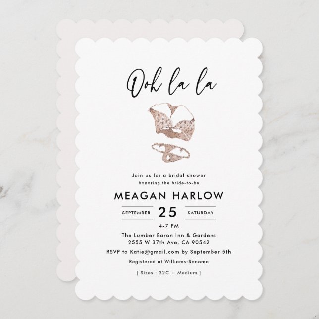 Invitation Ooh La Lingerie Fête des mariées Hen Party (Devant / Derrière)