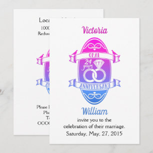 Invitation Opale traditionnelle de 24 ans 24e anniversaire de
