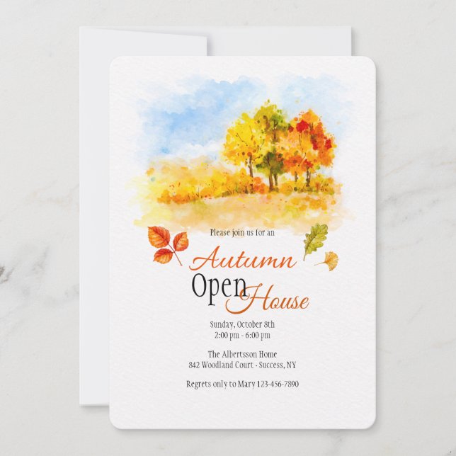 Invitation Open House des arbres d'automne (Devant)