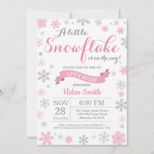 Invitation Open House d'hiver Pink Snowflake