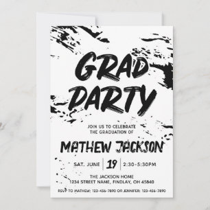 Invitation Open House du Black and White Graduation Party