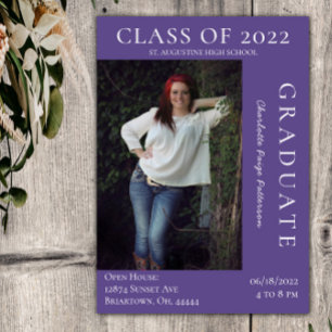 Invitation Open House - Graduation Photo Moderne Violet