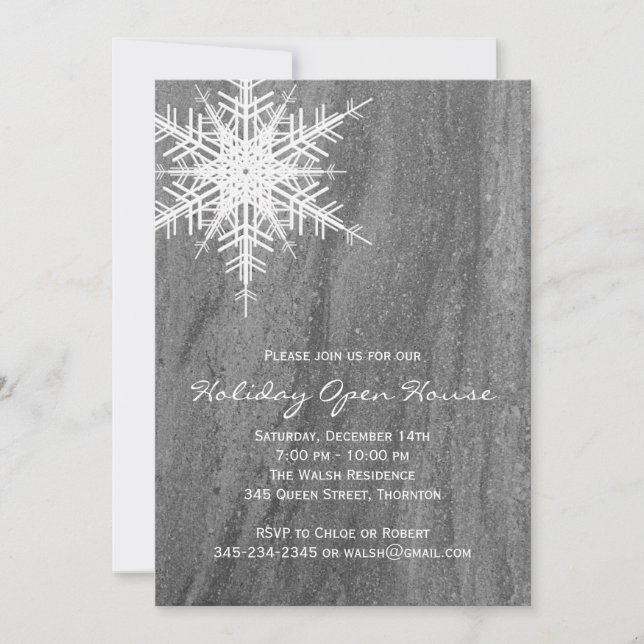 Invitation Open House Granite & Snowflake (Devant)