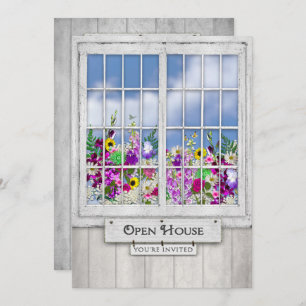 Invitation OPEN HOUSE, INVITATION, Fenêtre rustique/Flower bo