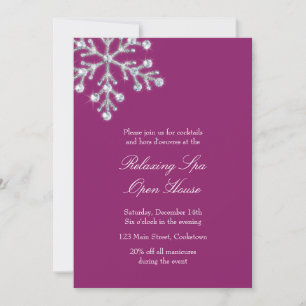 Invitation Open House Magenta Décalage Crystal Snowflake