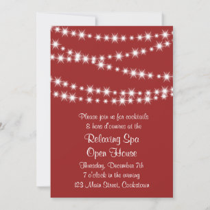 Invitation Open House Red Twinkle Lights
