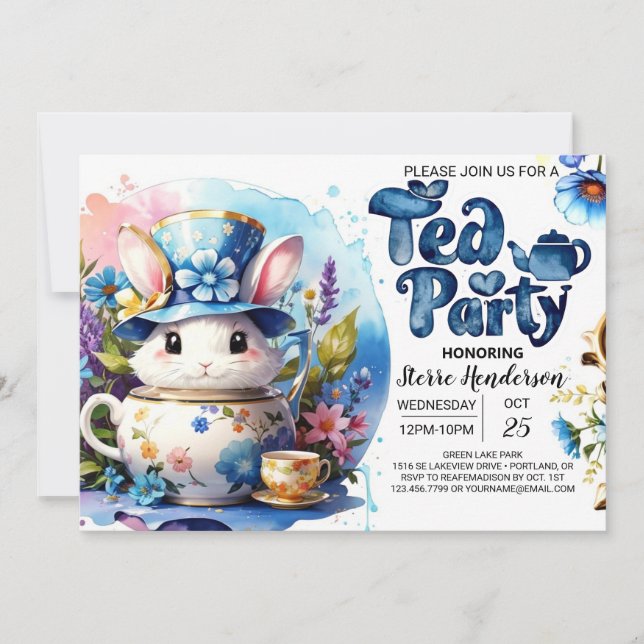 Invitation Open House Tea Party : Un Baby shower de garçon (Devant)