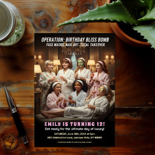 Invitation Opération Fête d'anniversaire Spa Party Bliss