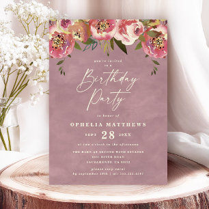 Invitation Ophelia Cottagecore Rose Floral fête d'anniversair