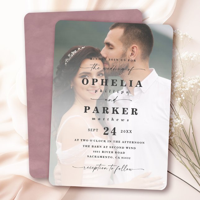 Invitation Ophelia Elegant Script Photo Mariage (Say "I DO" to Romantic Watercolor Florals and a Cottagecore Vibe with the Ophelia Wedding Suite.)