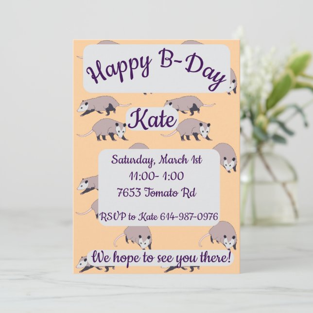 Invitation Opossums Joyeux Anniversaire (Debout devant)
