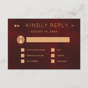 Invitation Options de repas mariage en cuivre métallique bord