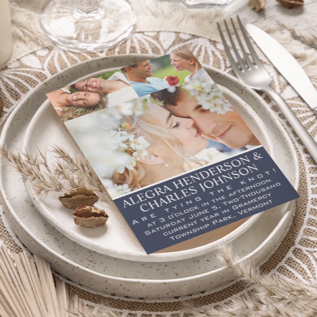 Invitation Opulence bleue Votre Mariage de typographie photo (Créateur téléchargé)