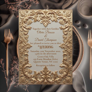 Invitation Opulence de défilement baroque orné d'ivoire vinta