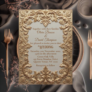 Invitation Opulence de défilement baroque orné d'ivoire vinta