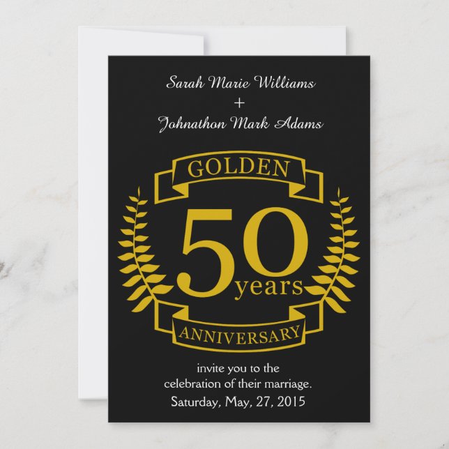 Invitation OR 50 ans Anniversaire Mariage 50 ans tous (Devant)