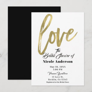 Invitation Or AMOUR Écriture Mariage Moderne Pinceau