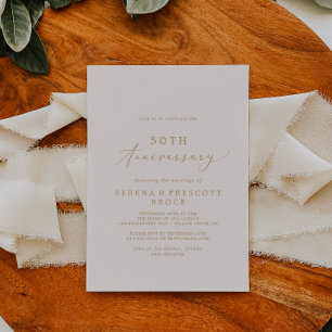 Invitation Or anniversée de mariage délicat 50 ans