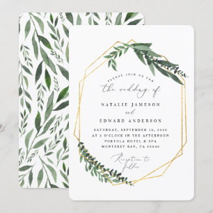 Invitation or aquarelle géométrique verdure