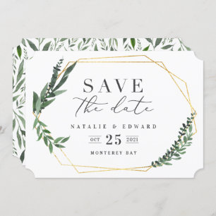 Invitation or aquarelle géométrique verdure