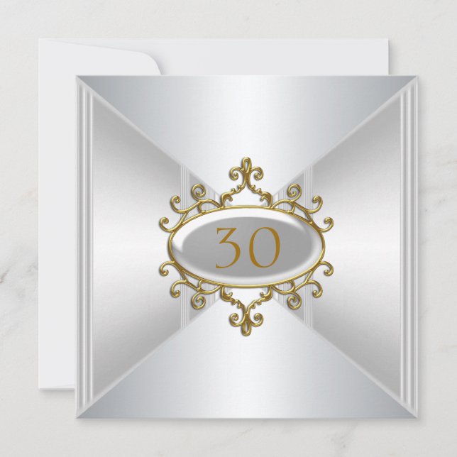 Invitation Or Argent Anniversaire Anniversaire de  (Devant)