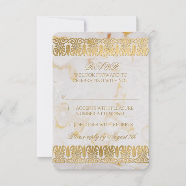 Invitation Or Argent Marbre Marbré Réponse Mariage RSVP (Devant)
