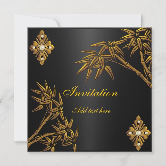 Invitation Or Asiatique et Noir (Devant)