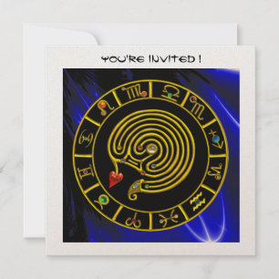 Invitation OR ASTRAL LABYRINTH Zodiac Graphique noir bleu