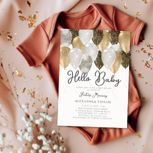 Invitation Or Ballons Arch Genre Neutre Baby shower Chic