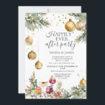 Invitation Or Baubles Noël Heureux Joyeux Jamais Après La Fêt<br><div class="desc">ÉDITABLE Baubles D'Or Noël Joyeux Joyeux Joyeux Après Une Invitation De Fête Cocktail Élégant Vin Champagne Boissons Après Invitation De Fête Mariage Elopement Fête Invitation</div>