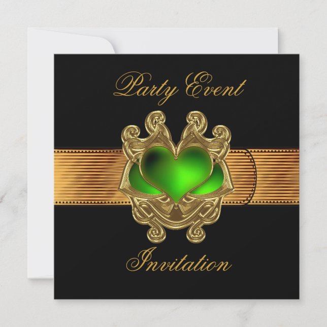 Invitation Or Bijou coeur vert noir Ceinture (Devant)