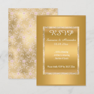 Invitation Or Blanc Rose dentelle Simple Toutes les Occassion