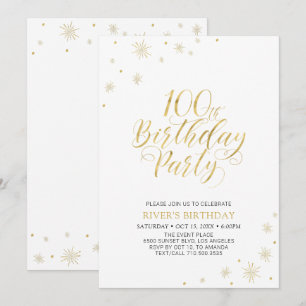 Invitation Or & Blanc Soirée d'anniversaire chic et moderne