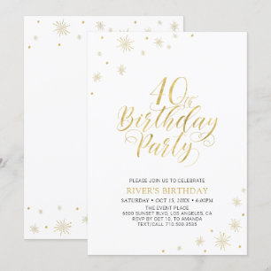 Invitation Or & Blanc Soirée d'anniversaire chic et moderne