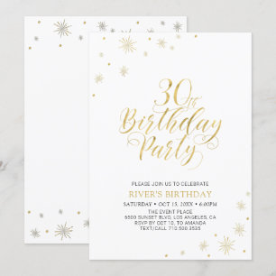 Invitation Or & Blanc   Soirée d'anniversaire chic et moderne