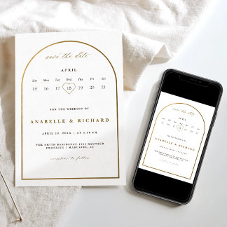 Invitation or bohème riche enregistrer le calendrier des date