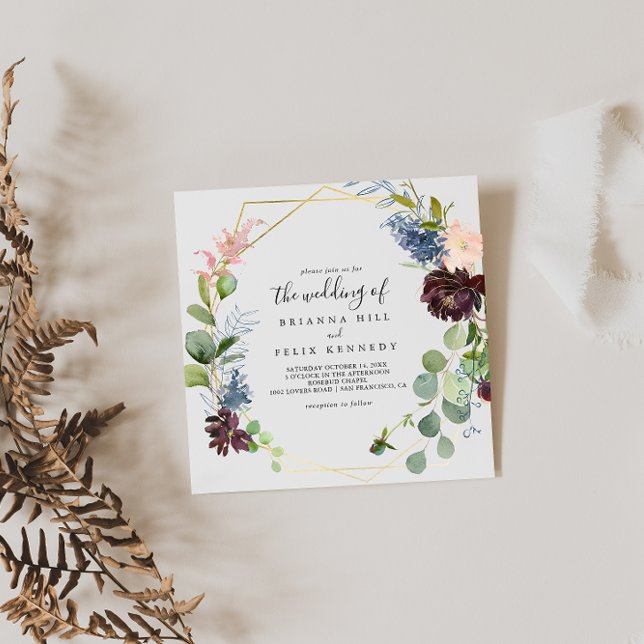 Invitation Or Bourgogne Géométrique Le Mariage De (Créateur téléchargé)