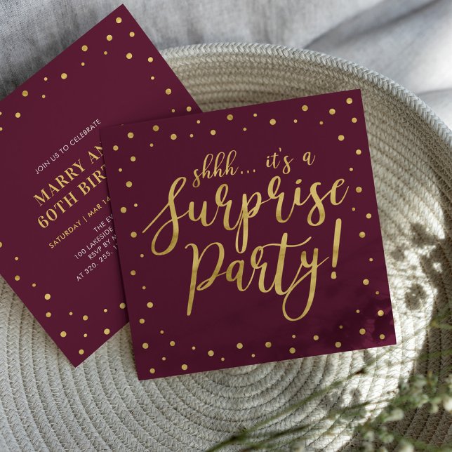 Invitation Or & Bourgogne | Soirée surprise pour 60ème annive (Créateur téléchargé)
