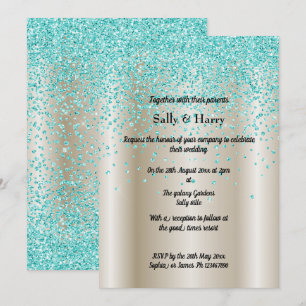 Invitation Or Bronze Aqua Diamonds Crystal Mariage moderne
