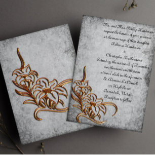 Invitation Or brulé sur Mariage gris antique