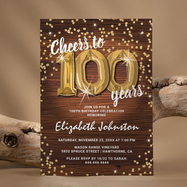 Invitation Or Bruni Rustique 100e Anniversaire (Créateur téléchargé)
