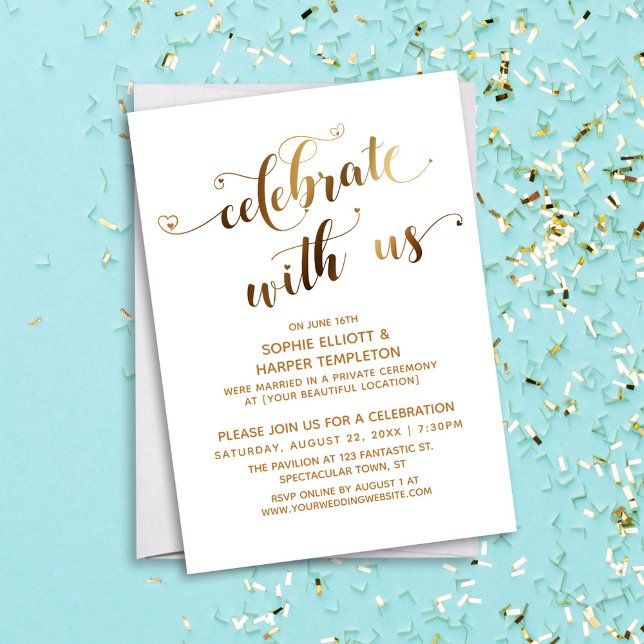 Invitation Or Célébrez avec nous Célébration après-mariage (Créateur téléchargé)