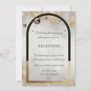Invitation Or Céleste Soleil et Lune Galaxie