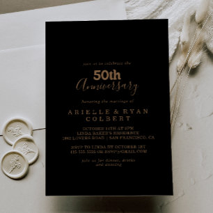 Invitation Or Classique Minimal 50e Anniversaire de Mariage