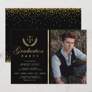 Invitation or confetti Fête de remise des diplômes de l'école