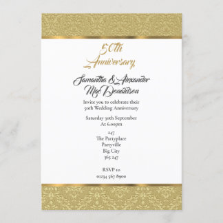 Invitation Or damas vintage 50e anniversaire de mariage