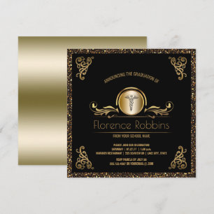 Invitation Or de la fête de remise des diplômes  