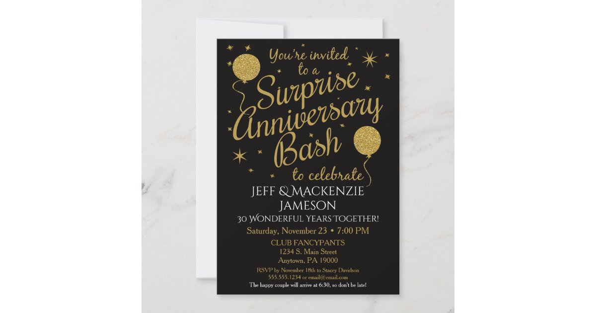 Invitation Or De Noir De Partie D Invitation D Anniversaire Zazzle Fr